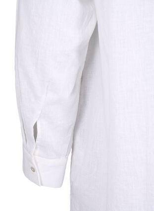 Long shirt in linen and cotton, Bright White, Packshot image number 4