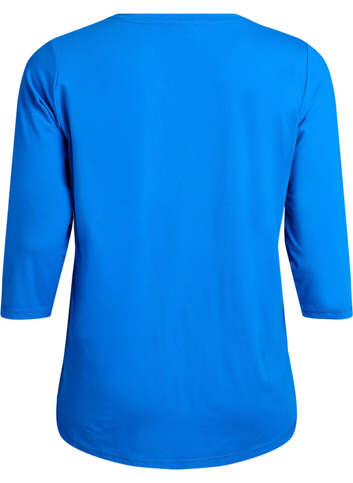 Workout top with 3/4 sleeves, Blue, Packshot image number 1