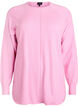 Knit blouse with round neck and knitted pattern, Pink, Packshot image number 0