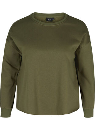 Cropped sweatshirt with round neck, Ivy Green, Packshot image number 0