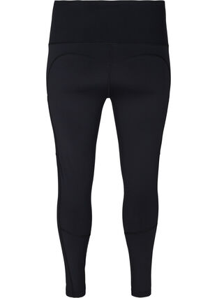 Cropped gym leggings with wide pocket, Black, Packshot image number 1
