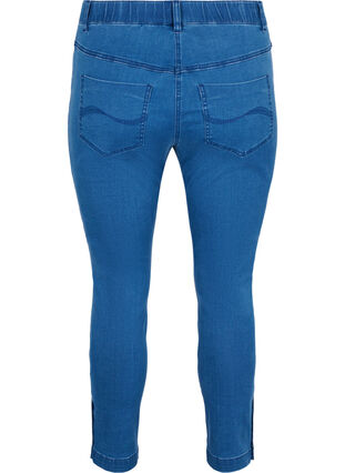 Cropped jeggings with buttons on the leg ends, Blue denim, Packshot image number 1