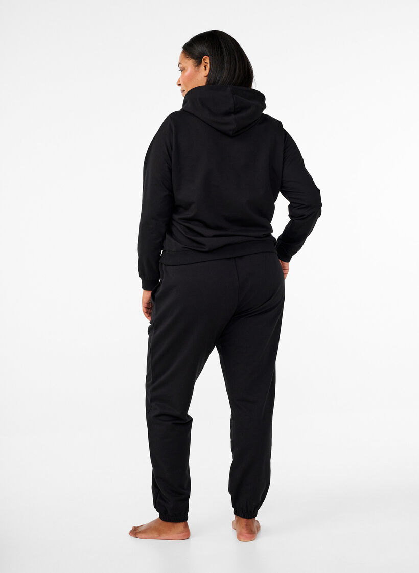 Sweatshirt with hood and print, Black, Model image number 2