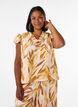 Viscose blouse with leaf print and ruffle details, Yellow, Model image number 0