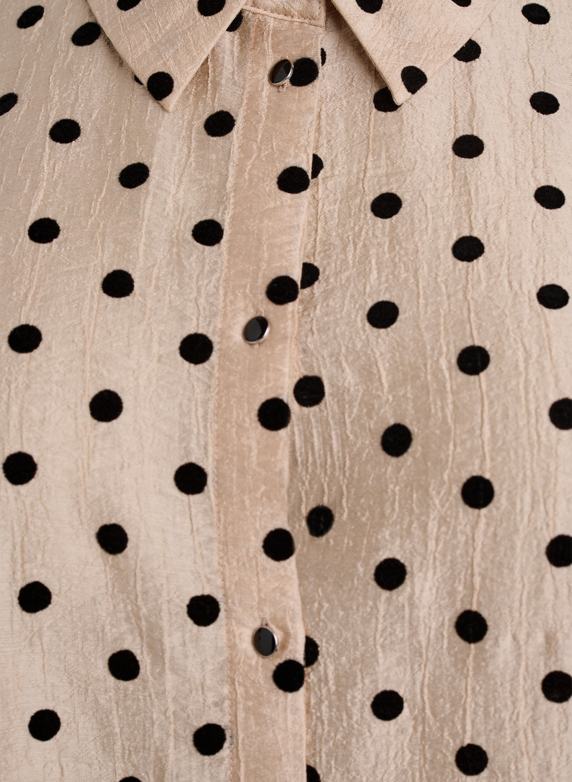 Zizzifashion Midi shirt dress with polka dots and 3/4 sleeves, Beige, Packshot image number 2