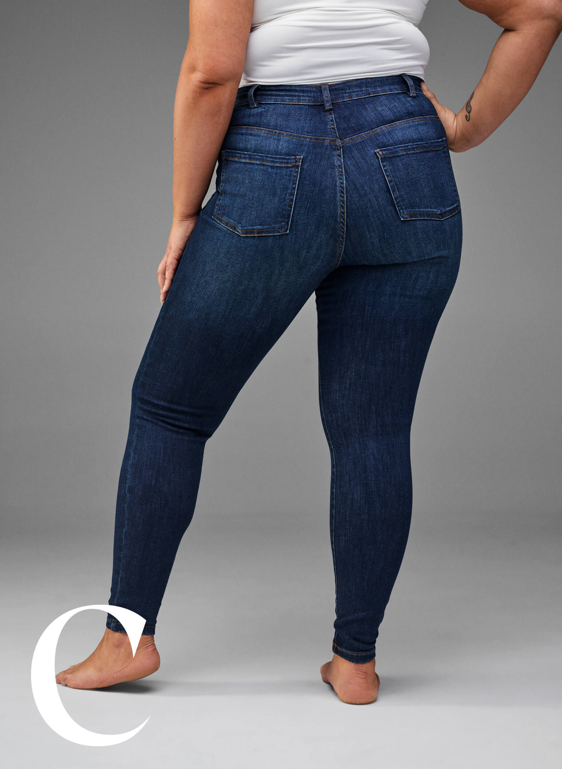 Zizzifashion Super slim jeans with high waist, Dark Blue, Model image number 7