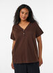 T-shirt with button detail, Brown, Model image number 0