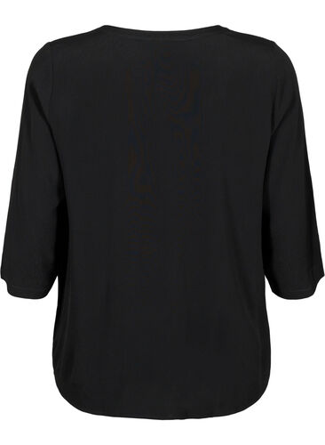 Blouse in viscose with 3/4 sleeves, Black, Packshot image number 1