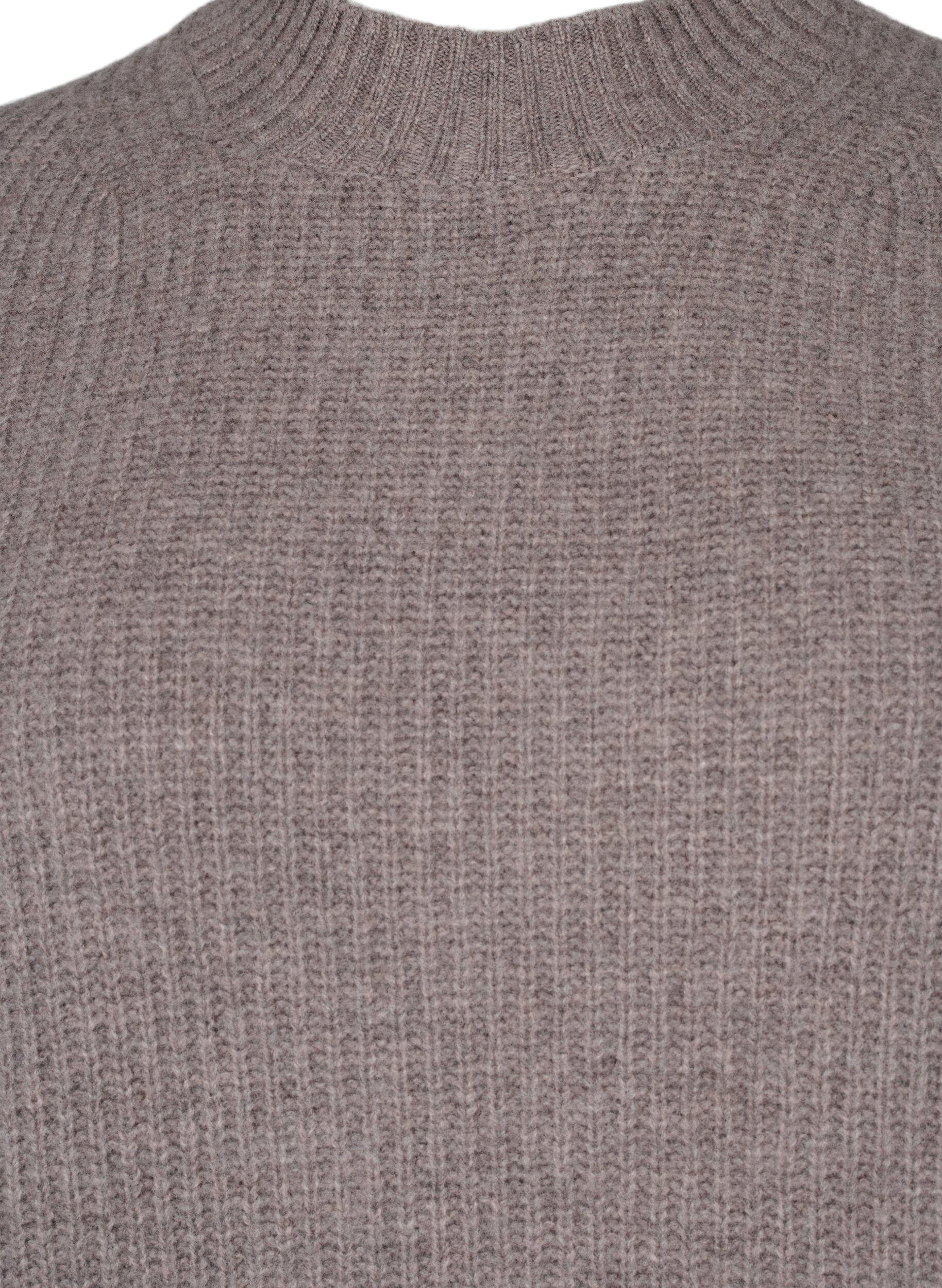 Zizzifashion Loose knitted merino wool sweater, Desert Taupe Mel., Packshot image number 2