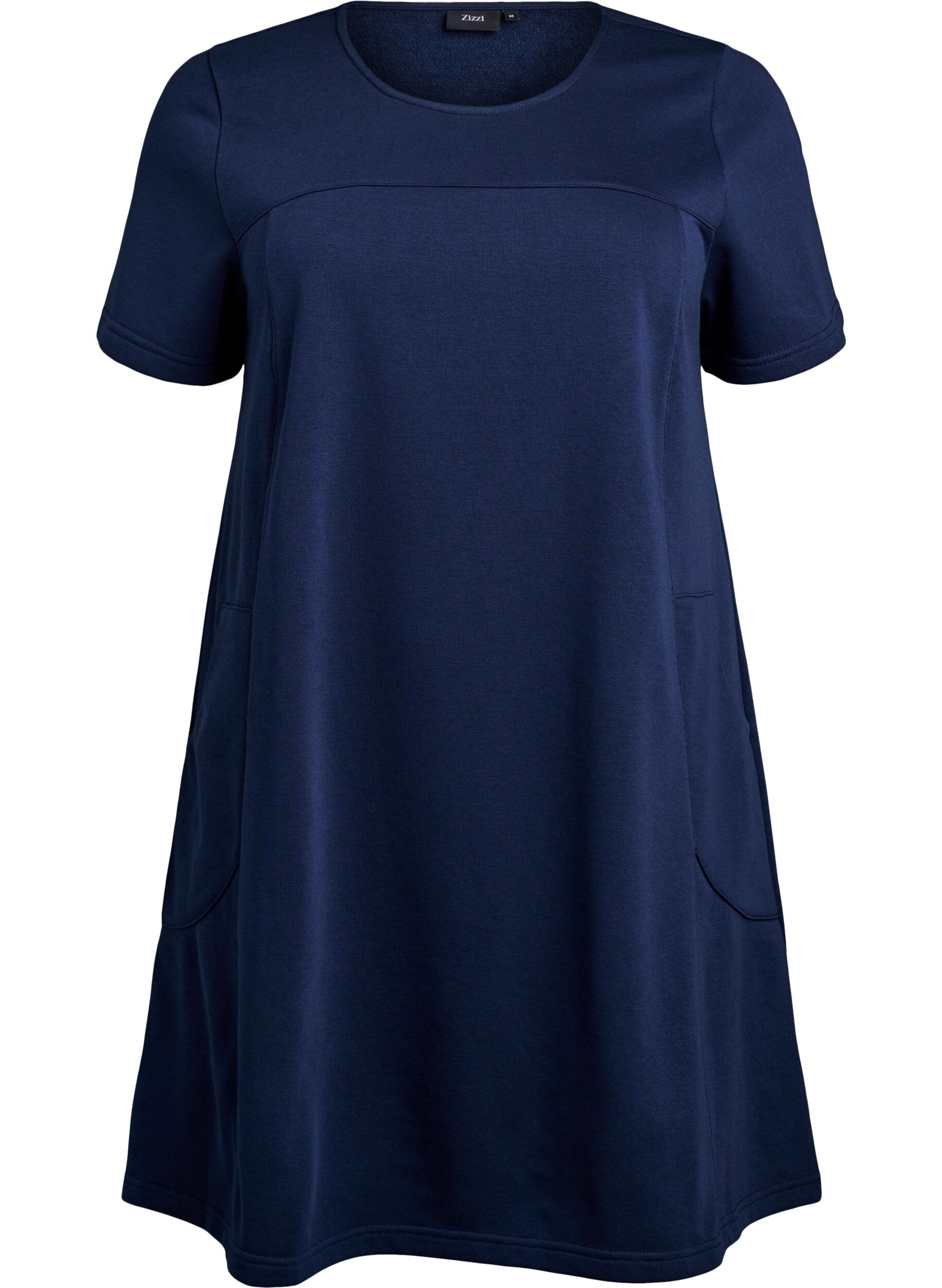 Zizzifashion Jersey dress with short sleeves and pockets, Blue, Packshot image number 0