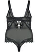 Lace bodystocking with strings, Black, Packshot image number 1