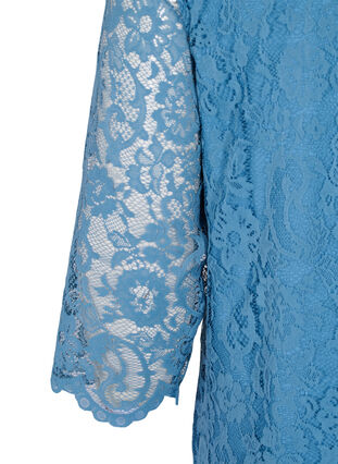 Lace blouse with 3/4 sleeves., Captains Blue, Packshot image number 3