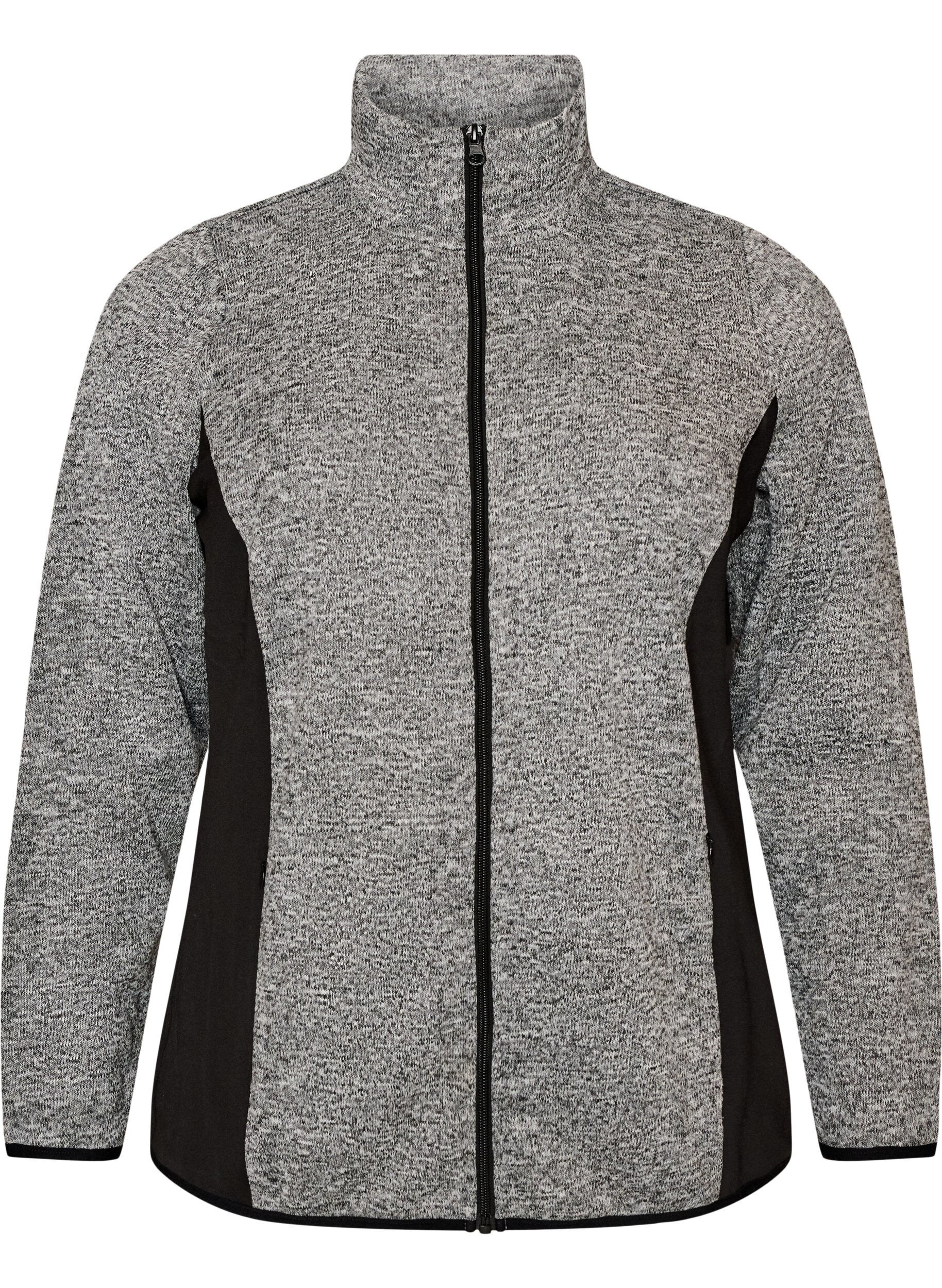 ZizzifashionTraining cardigan with contrast panels and a high collar, Dark Grey, Packshot image number 0