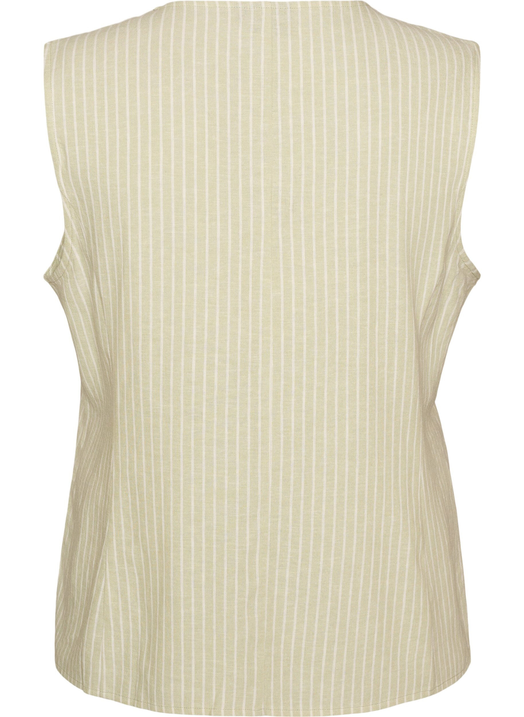 ZizzifashionStriped vest in linen and viscose, Green, Packshot image number 1