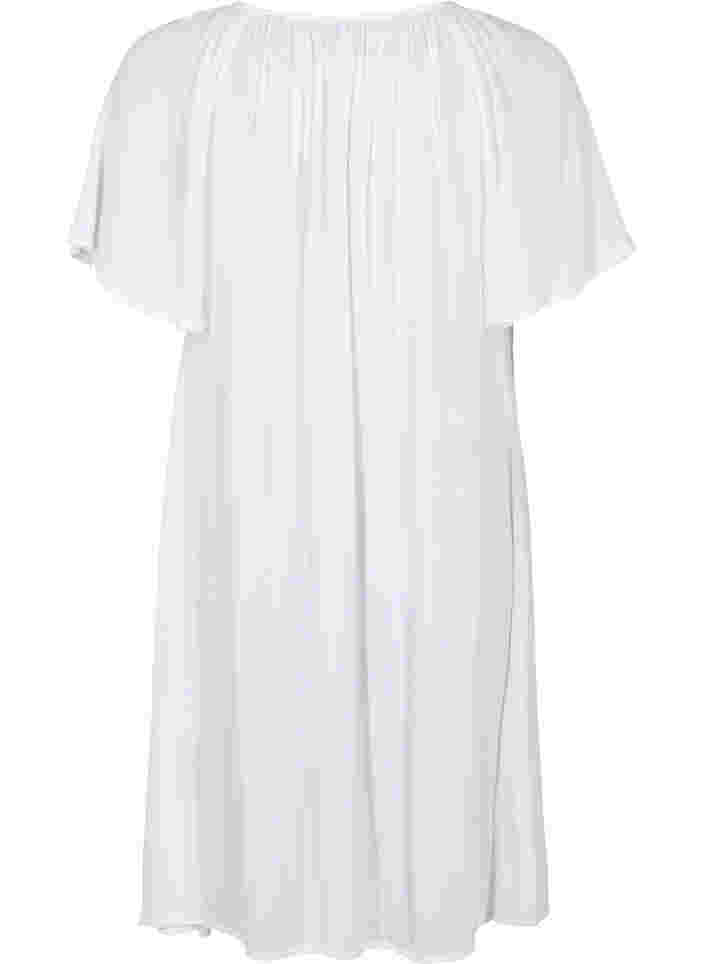 Short-sleeved viscose dress, Bright White, Packshot image number 1