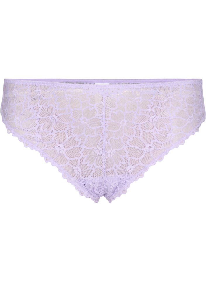 Floral lace thong with regular waist, Purple, Packshot