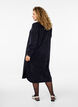 Long corduroy shirt dress with buttons, Black, Model image number 1