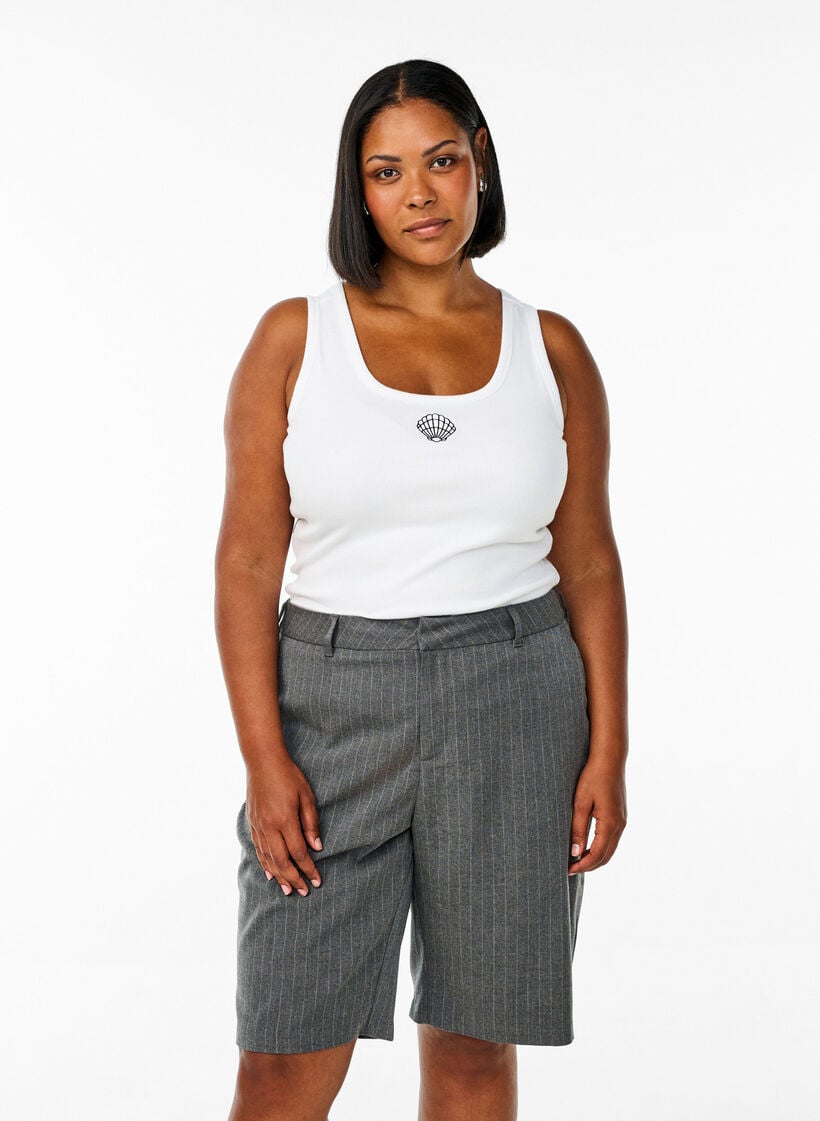Pinstriped Bermuda shorts with a loose fit, Dark Grey, Model image number 0