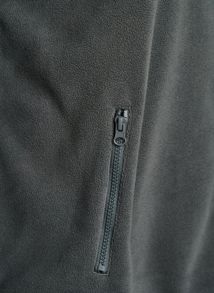Fleece jacket with zip and reflective tape, Green, Packshot image number 3