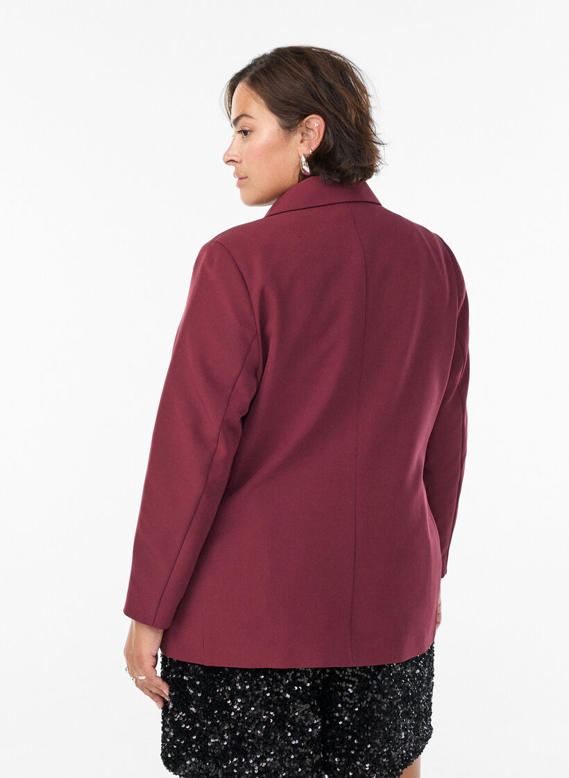 Classic blazer with button fastening, Red, Model image number 2