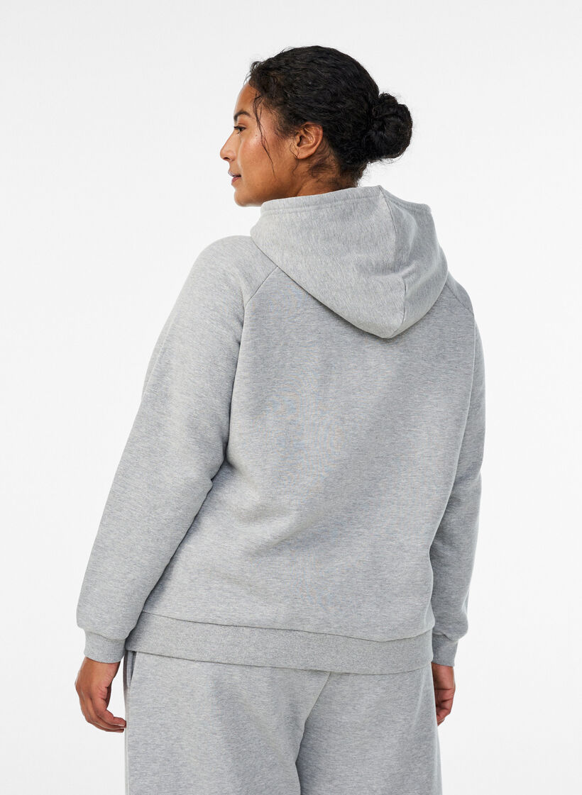 Hoodie with zip, Grey, Model image number 2