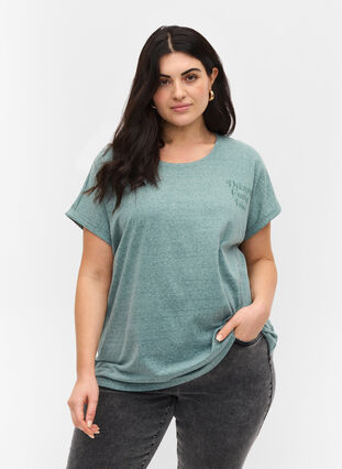 Mottled t-shirt in cotton, Sea Pine mel, Model image number 0