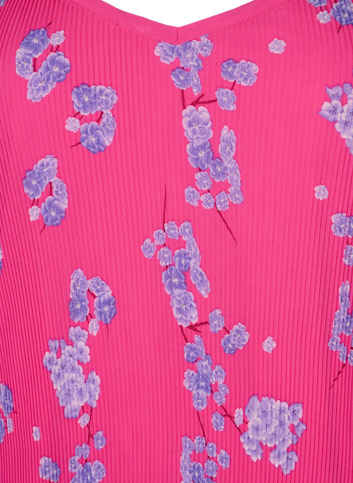 Pleated sleeveless top, Beetroot Purple AOP, Packshot image number 2