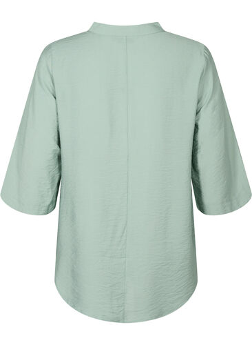 Solid color blouse with 3/4 sleeves, Chinois Green, Packshot image number 1
