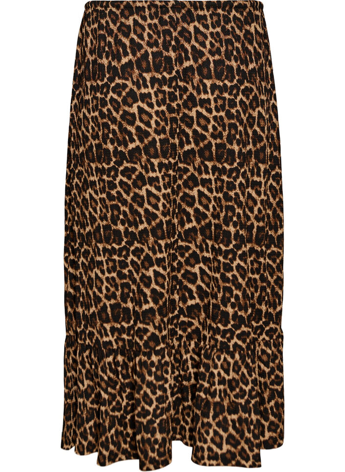 Long skirt with tie belt and ruffle hem, Black, Packshot image number 1