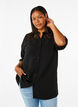 Long viscose shirt with lace detail, Black, Model image number 0