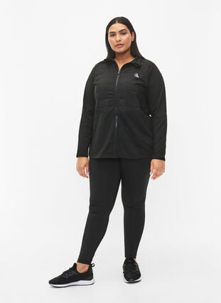 Sportscardigan with quilt and zipper, Black, Model image number 2
