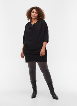 Solid-coloured tunic with 3/4-sleeves, Black, Model image number 2
