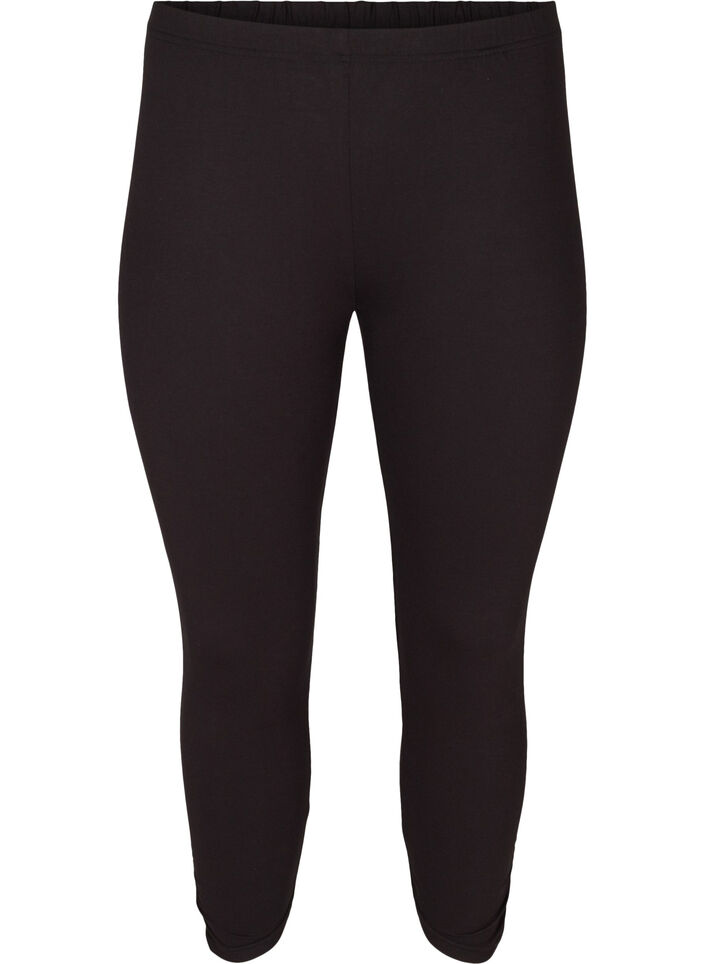 Basic 3/4 leggings with wrinkle detail, Black, Packshot image number 0