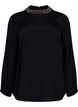 Long-sleeved viscose blouse with pearls, Black, Packshot image number 0