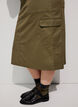 Cotton cargo skirt with a back slit, Green, Model image number 3