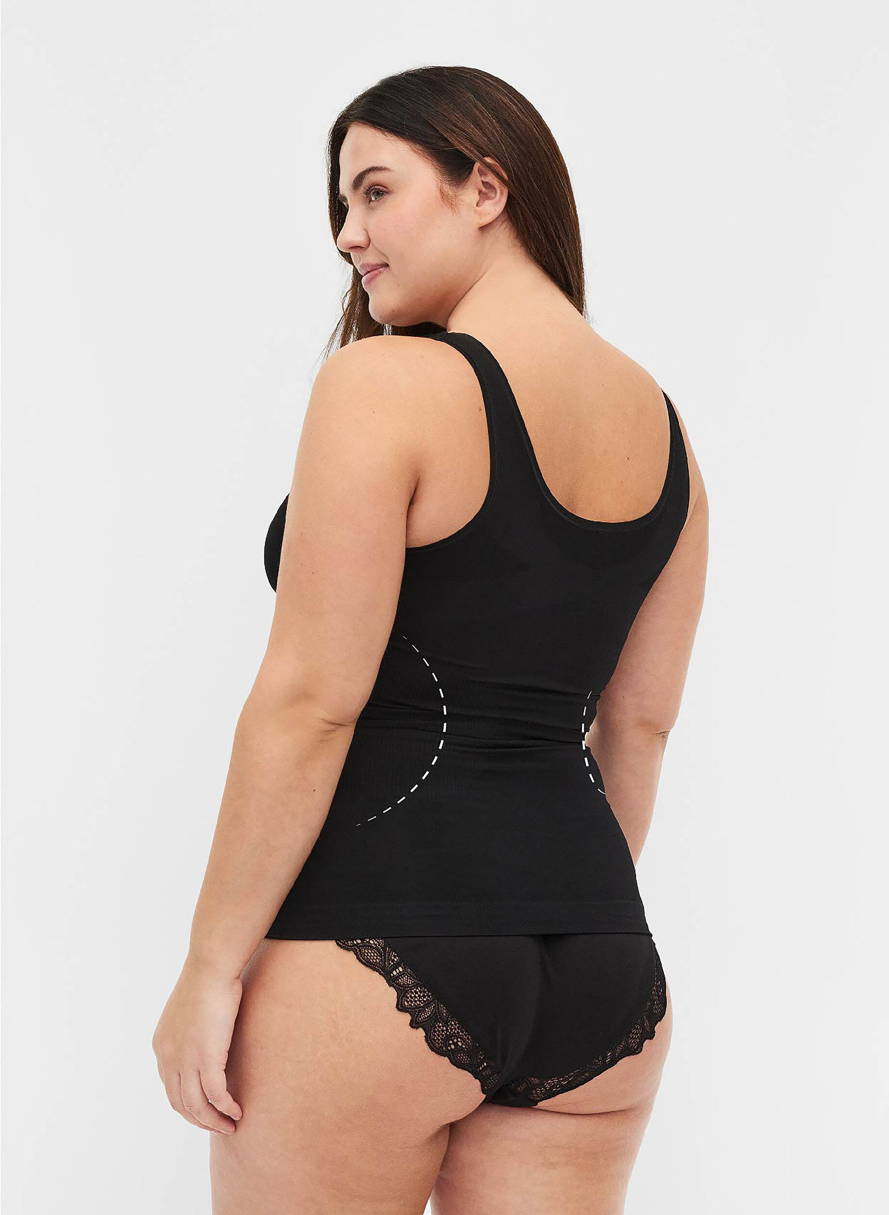 ZizzifashionShapewear top with wide straps, Black, Model image number 1