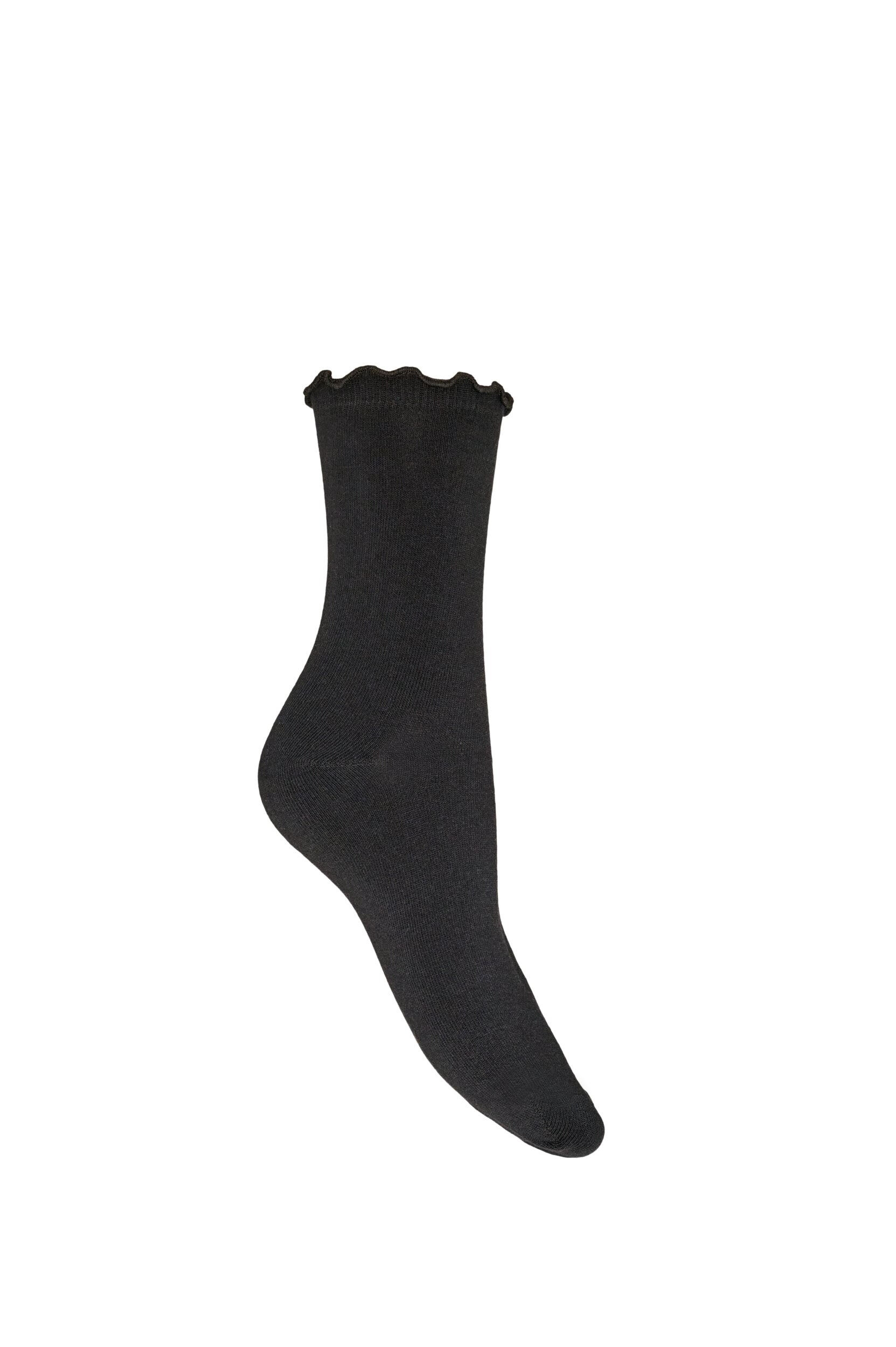 ZizzifashionCotton socks with wavy hem, Black, Packshot image number 1