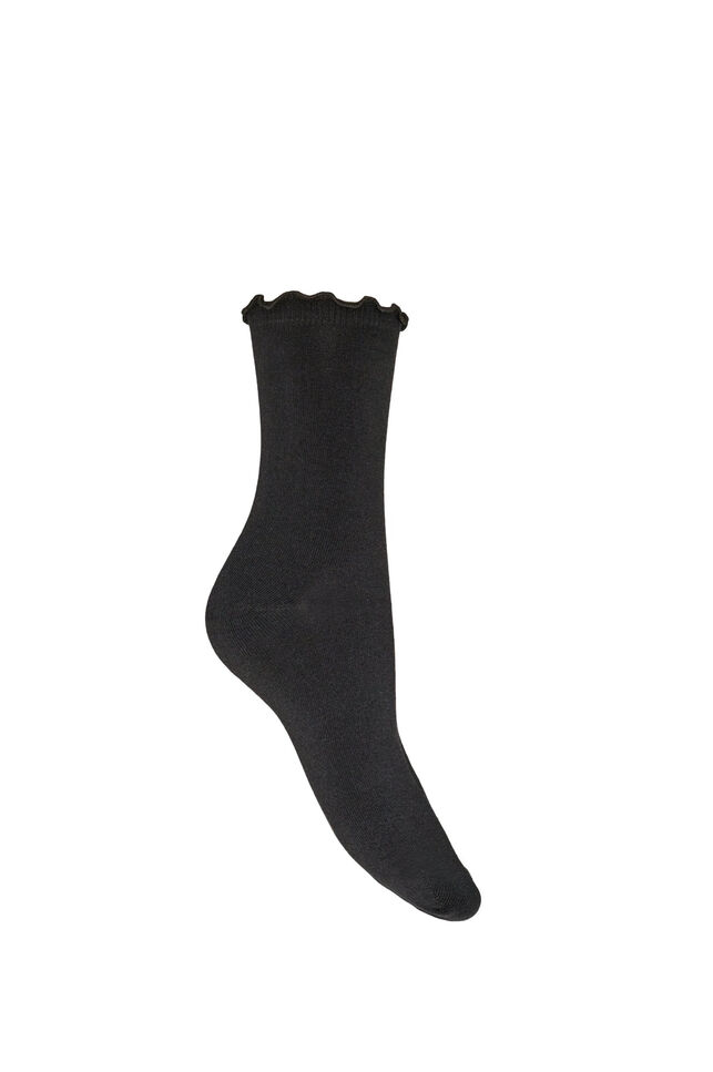 Cotton socks with wavy hem, Black, Packshot image number 1