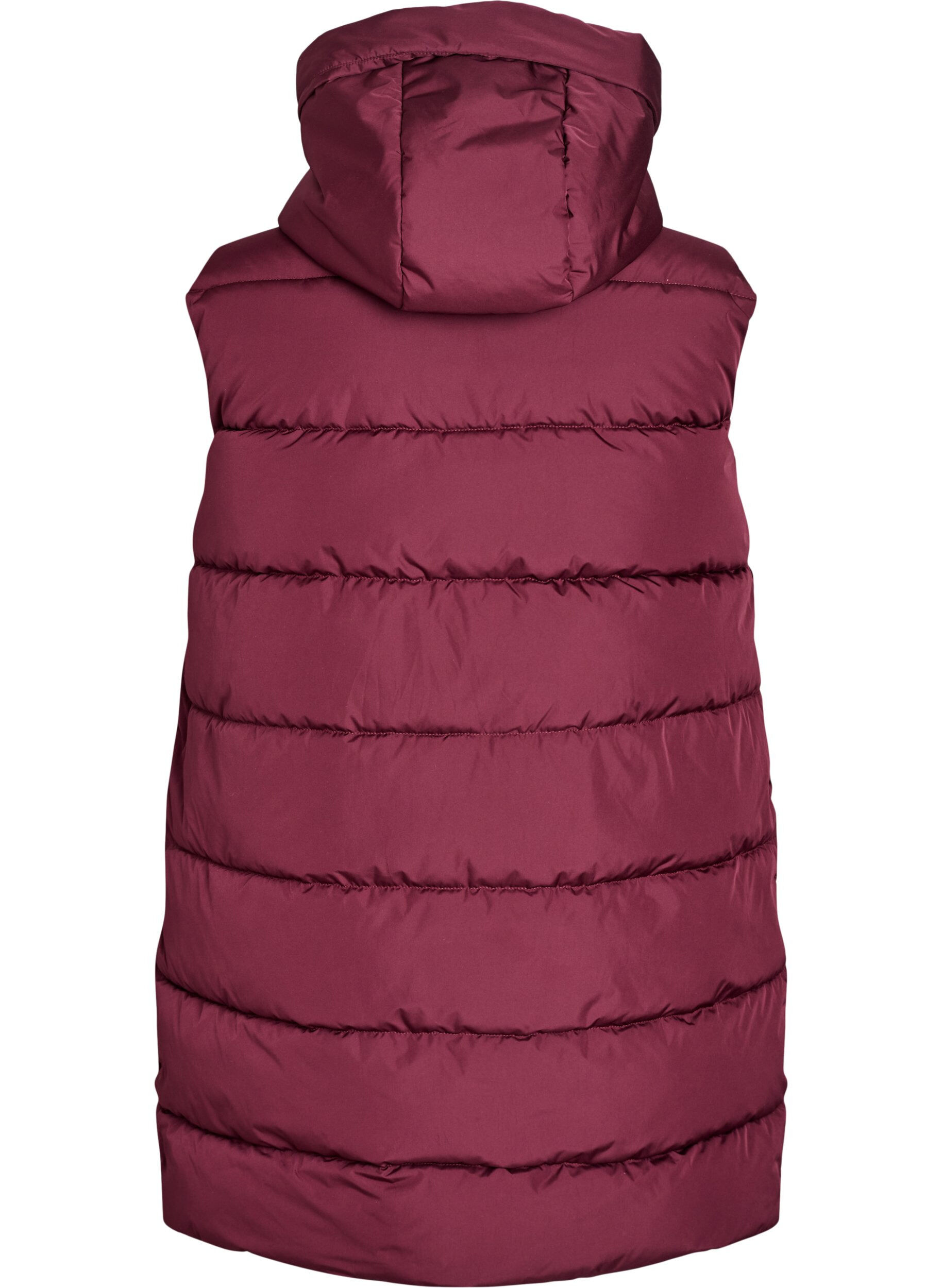 ZizzifashionLong vest with hood and pockets, Red, Packshot image number 1