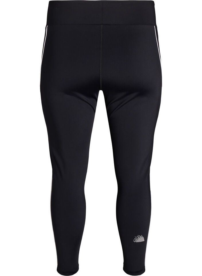 7/8-length training tights with sporty contrast piping, Black, Packshot image number 1
