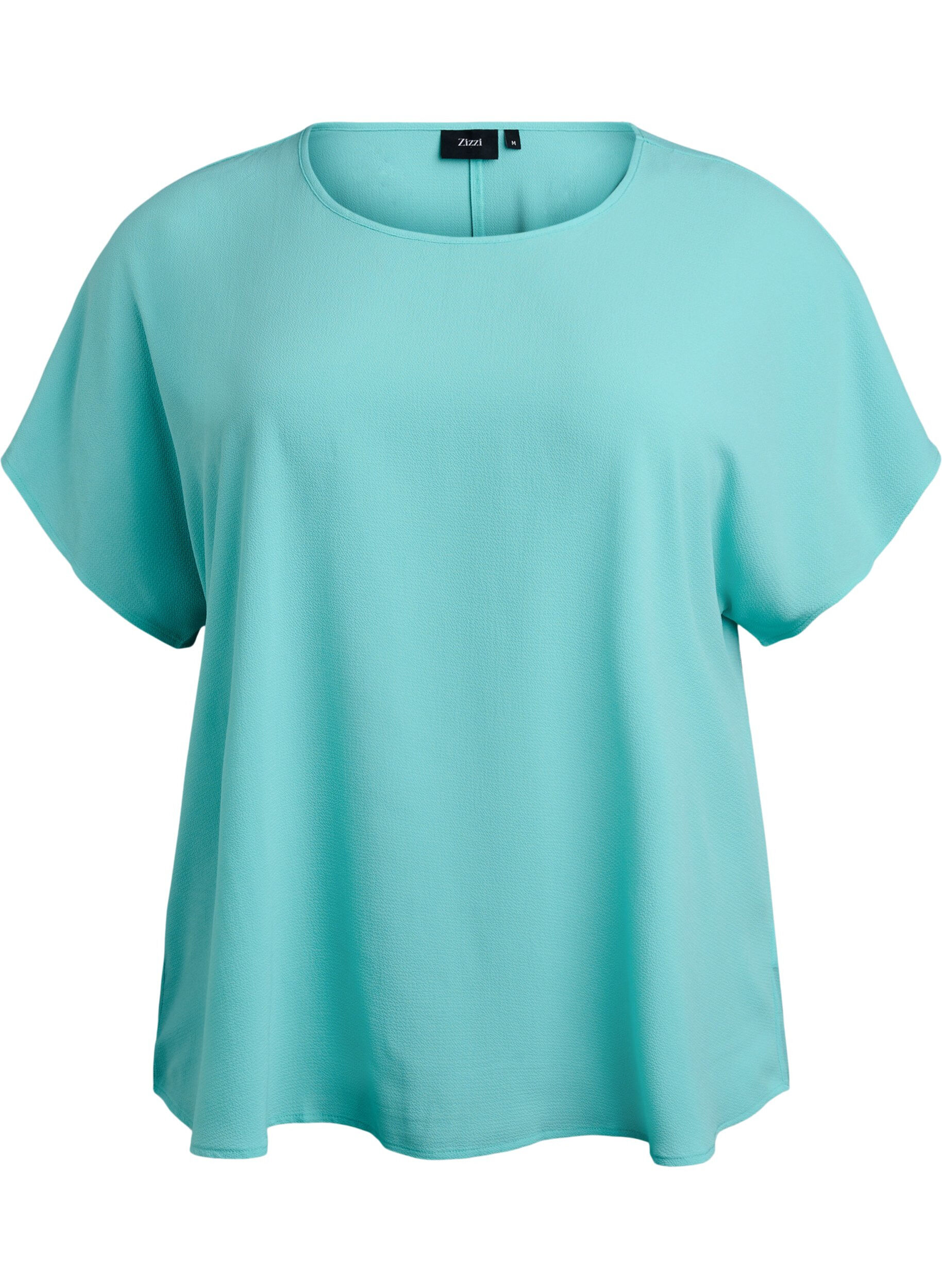 ZizzifashionBlouse with short sleeves and a round neckline, Light Blue, Packshot image number 0