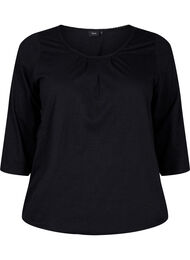 Cotton top with 3/4 sleeves, Black, Packshot