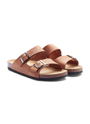 Leather sandals with wide fit, Cognac, Packshot image number 1
