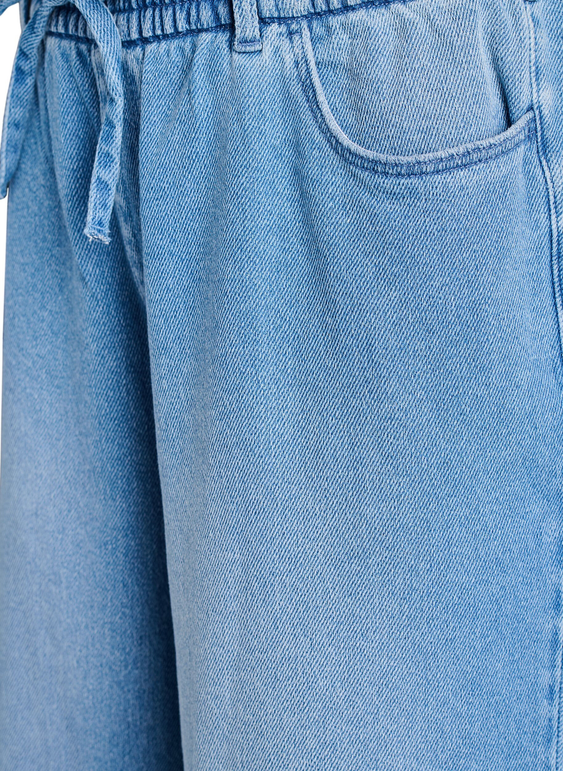 Zizzifashion Loose-fit jeans with an elasticated waistband and a drawstring, Light Blue, Packshot image number 2