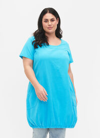 Short-sleeved cotton dress, Blue Atoll, Model