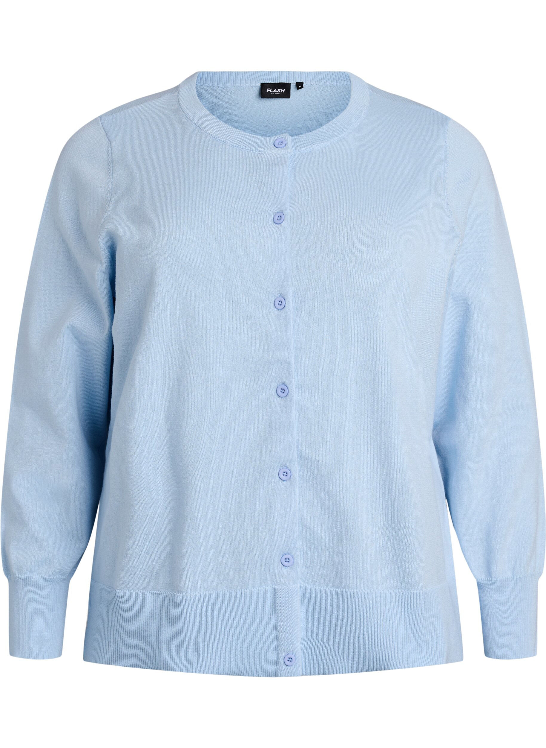 Zizzifashion Fine-knit cardigan with round neck, Light Blue, Packshot image number 0