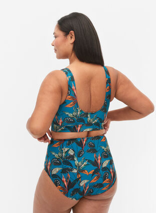 High-waisted bikini bottoms with print, Leaf Print , Model image number 1