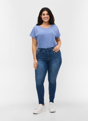 Mottled t-shirt in cotton, Dazzling Blue Mel, Model image number 2
