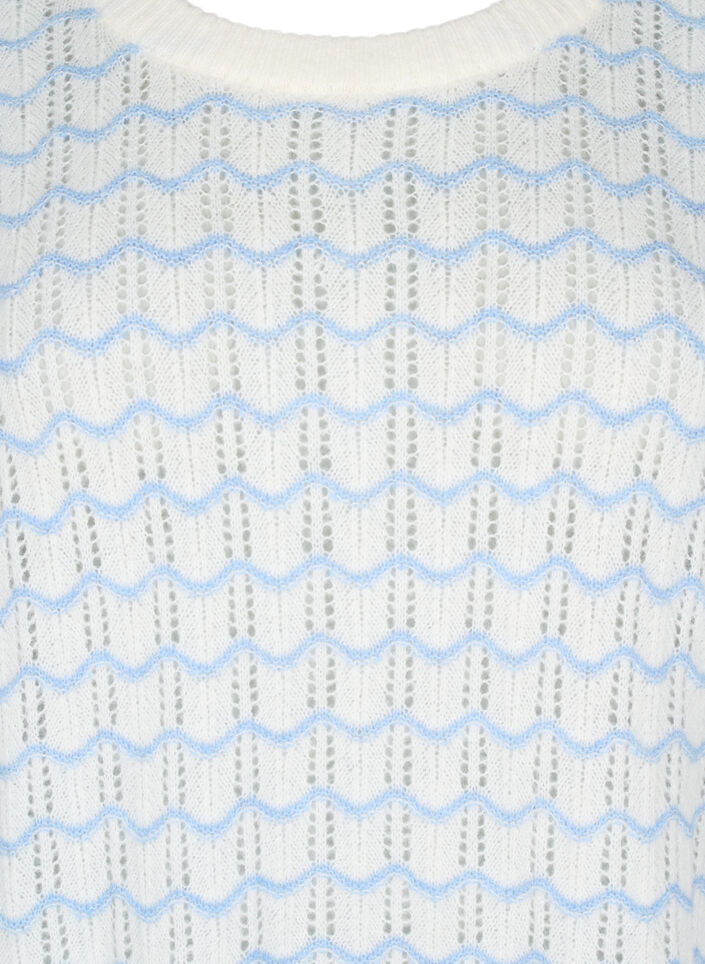 Loose-fitting knitted blouse with a wavy pattern, Cloud Dancer Comb, Packshot image number 2