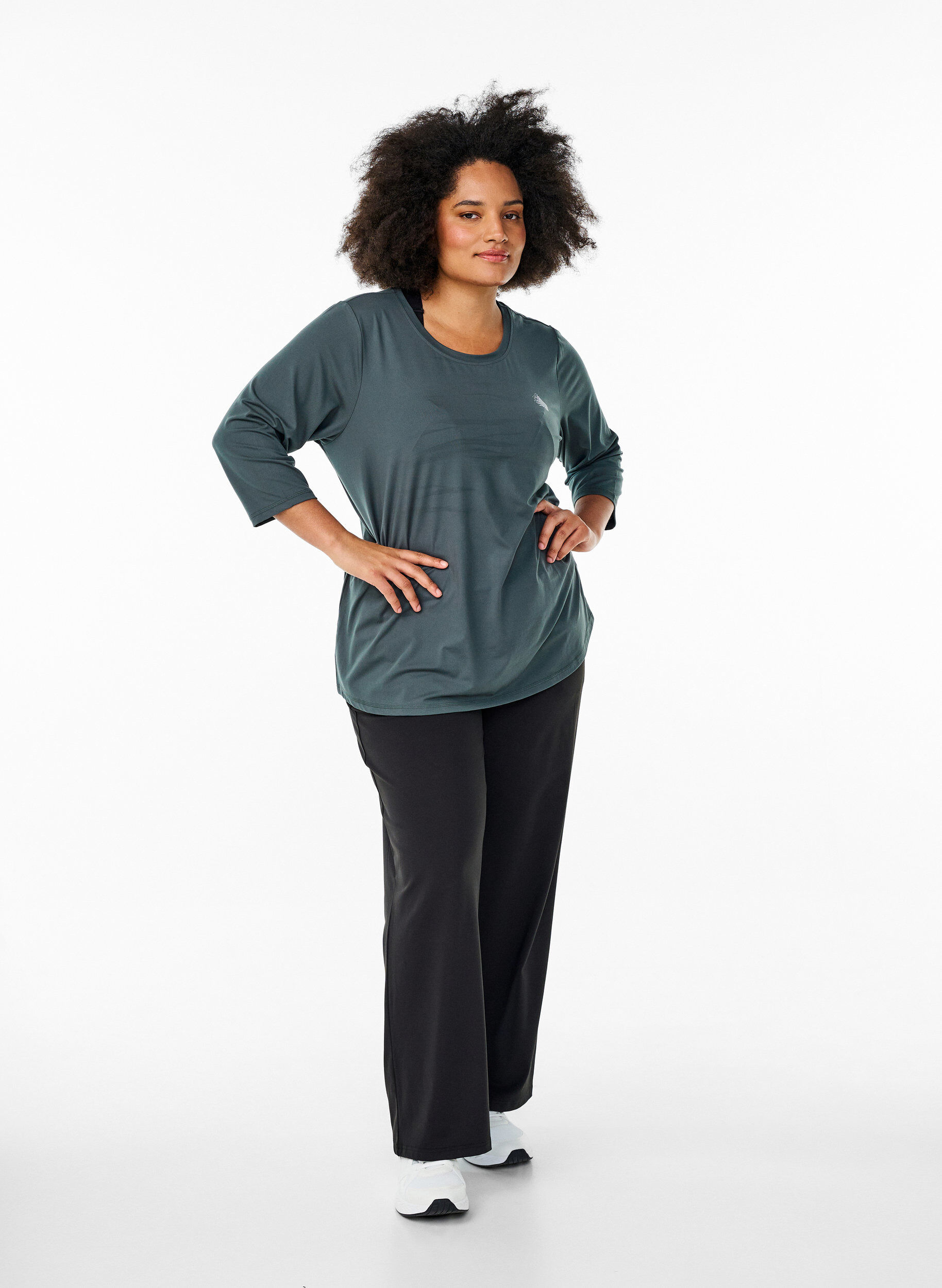ZizzifashionTraining blouse with 3/4 sleeves, Grey, Model image number 1